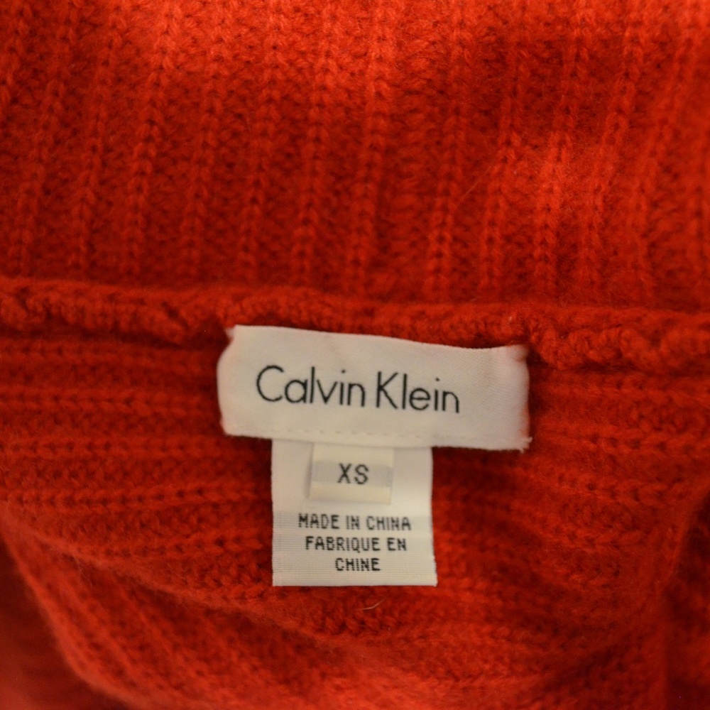 Calvin Klein Orange-Red Ribbed Open-Front Cropped Cardigan - Picture 6 of 7